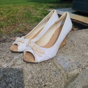 White Lace Wedges Size 9